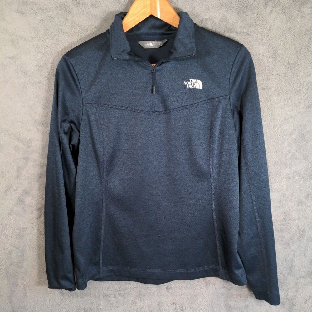 The North Face 1/4 Zip Pullover Sweater Womens M Navy Blue Mock Neck Lightweight